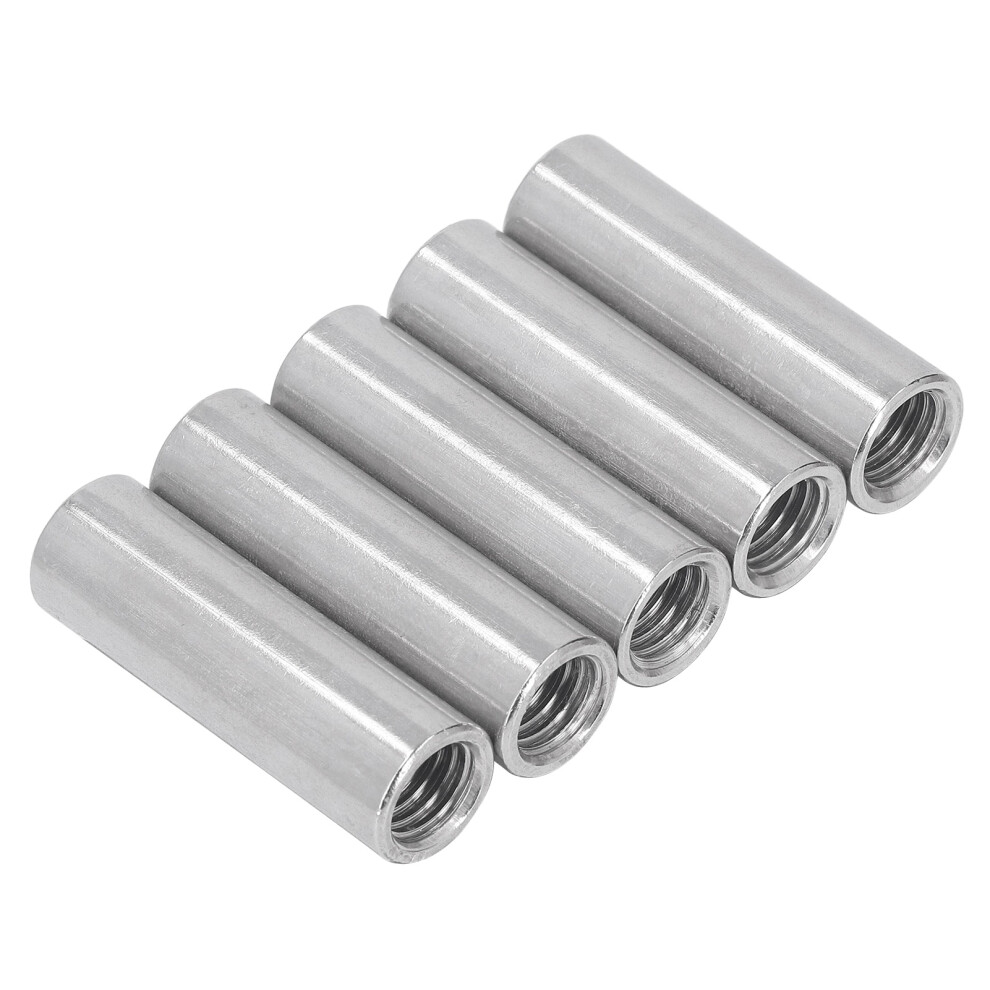 Women's 5Pcs M12 Cylindrical Coupling Nuts 304 Stainless Steel Thread Round Connector Nut
