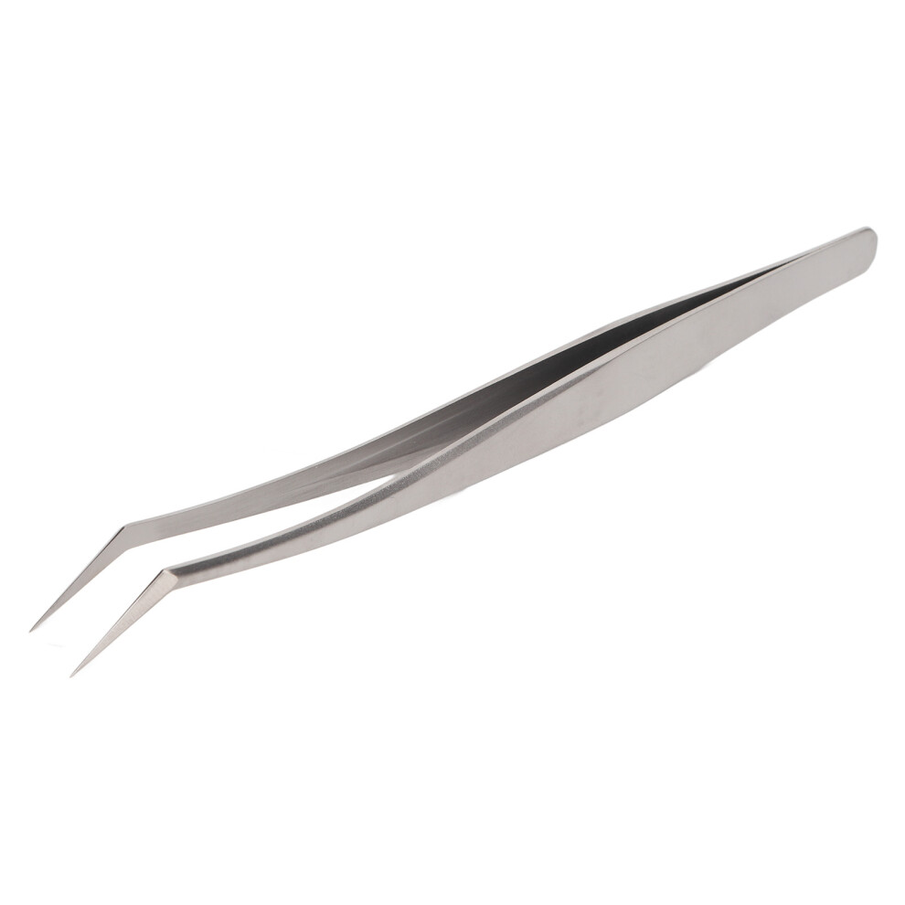 Silver Eyelash Grafting Tweezer Stainless Steel High Precision Application Lash Extension Tweezer For Manicure Long Oblique Tweezer