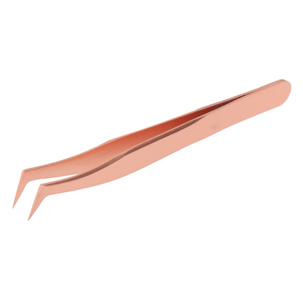 Gold Eyelash Extension Tweezers Stainless Steel Professional Precise Comfortable Grip Tightly Tip Lash Tweezers Rose 90 Degree Tip Tweezer