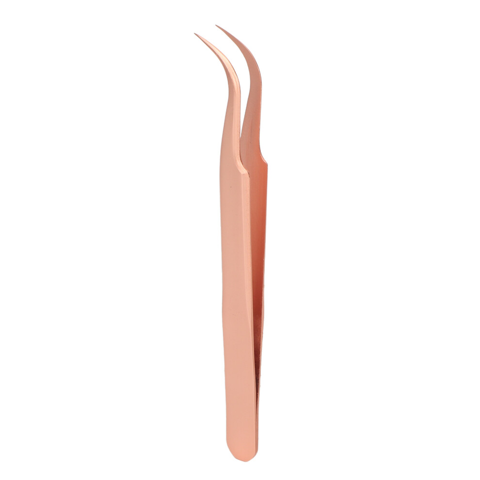 Gold Eyelash Extension Tweezers Stainless Steel Professional Precise Comfortable Grip Tightly Tip Lash Tweezers Rose Curved Tweezer