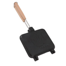 Doppeltes Sandwichpfanne, 14 cm Aluminium & Holz Wendengrill