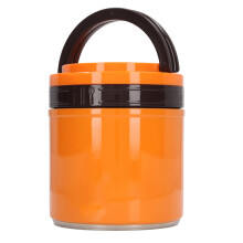 Insulated Food Jar 304 Stainless Steel Japanese Style Round Shape Vacuum Lunch Food Container for Office Worker 1.2L Orange