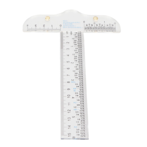 T Ruler Inch CM Scale Transparent Acrylic Portable Multi Function Drafting Ruler for Art Framing Craft 2