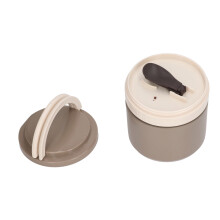 304 Stainless Steel Porridge Box Portable Round Insulated Lunch Container Hot Food Jar with Spoon for Students 0.8L Khaki