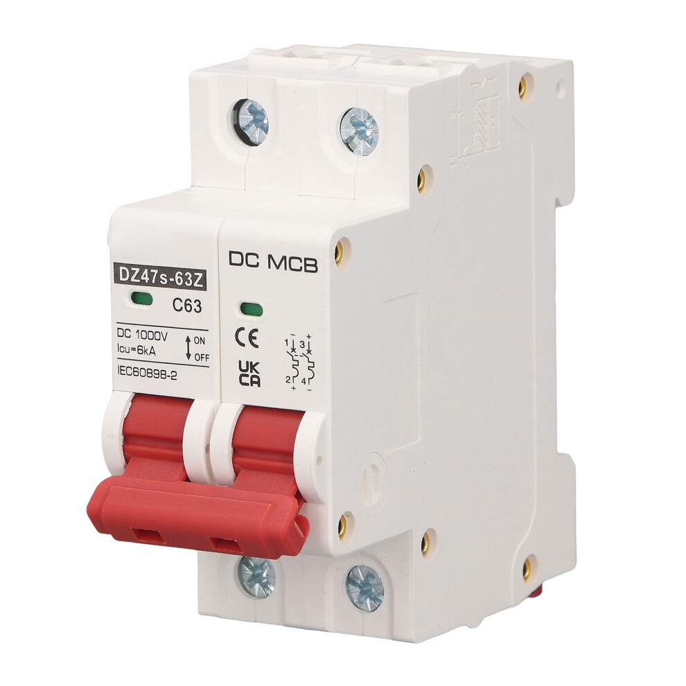 Dc Circuit Breaker 2P 63A 6Ka Breaking Capacity Din Rail Installation Miniature Circuit Breaker For Solar Pv 1000V 7641318041465