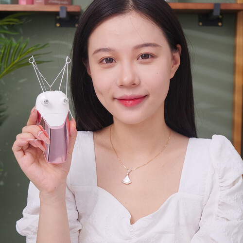 Threading Electric Epilator LED Lighting USB Charging Multifunctional Electric Cotton Thread Epilator Pink 2