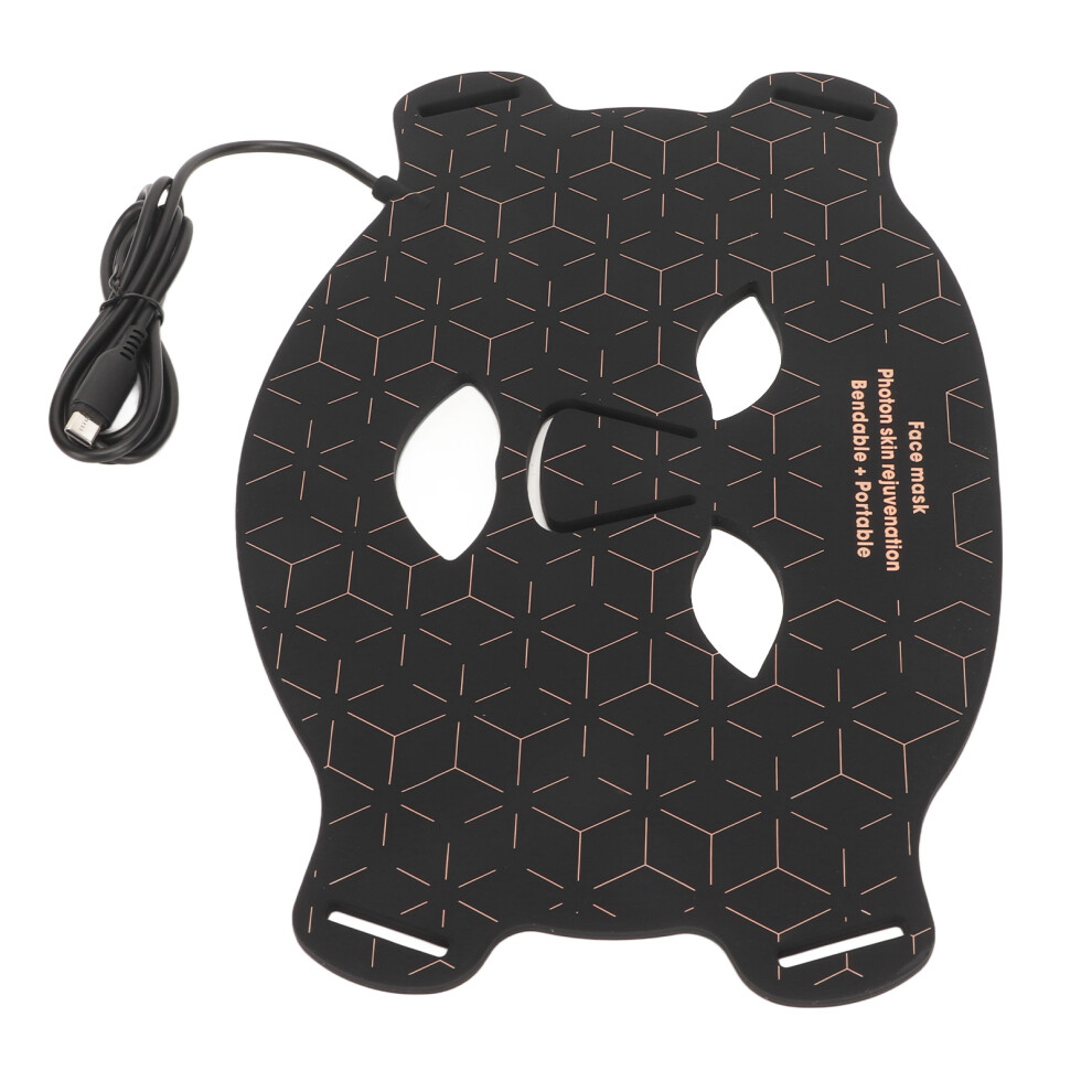 Color Light Skin Care Device Skin Rejuvenation 3 Gears Rechargeable Silicone LED Beauty Face Device Black 4 Ears