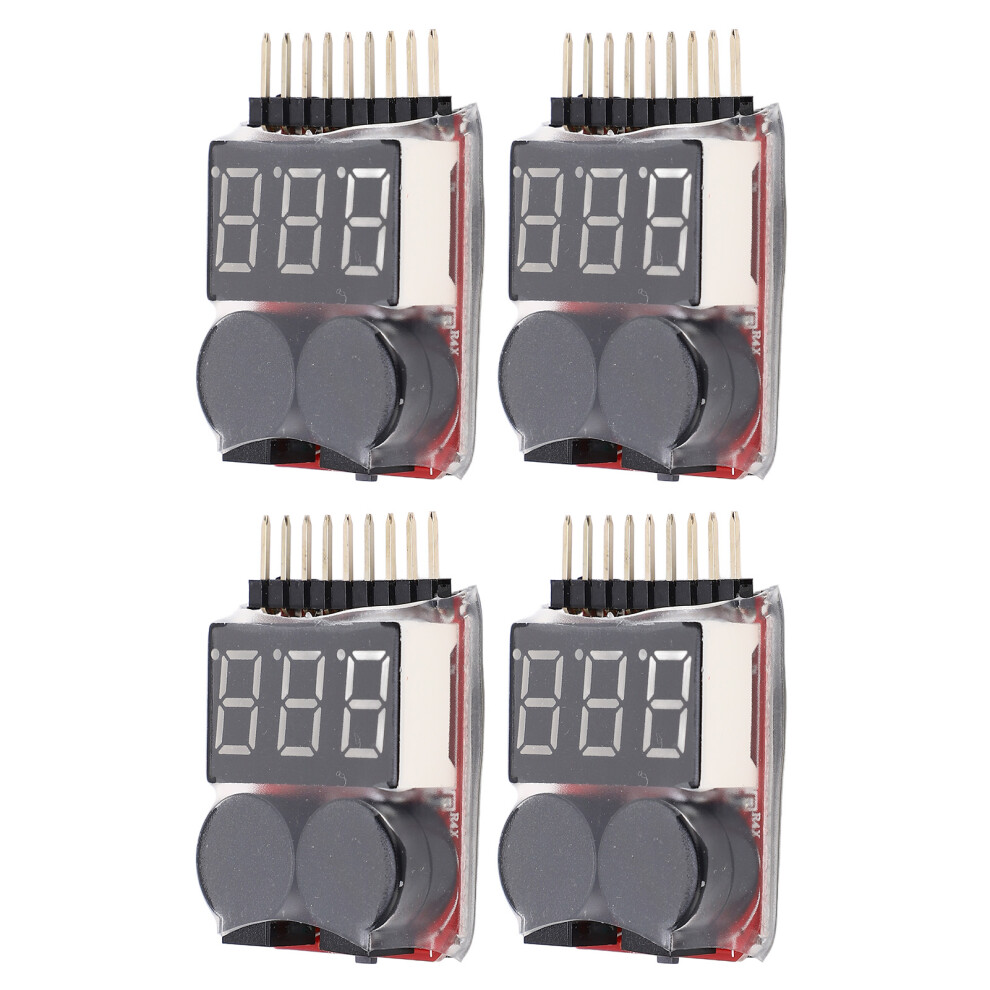 4 Pcs 2 In 1 1 8S Lipo Battery Voltage Tester Monitor Low Voltage Buzzer Alarm Rc Battery Checker 4631318044668