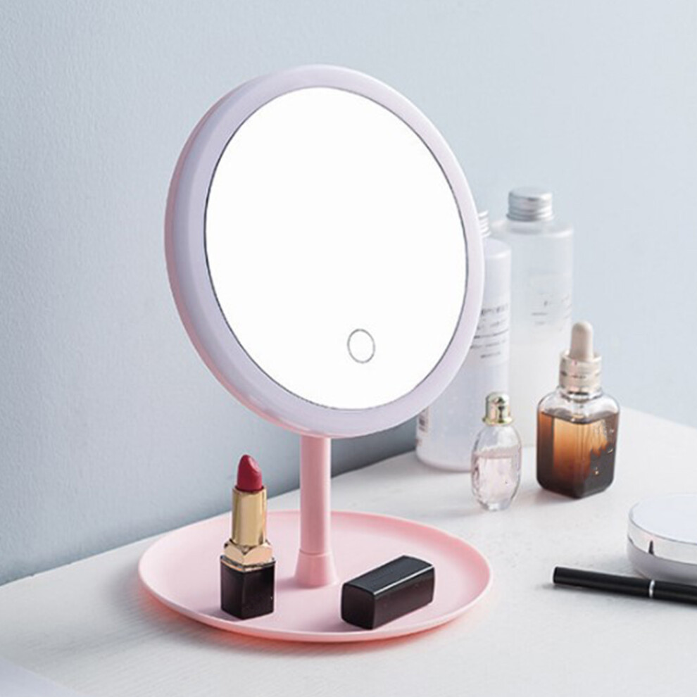 LED Lighted Makeup Mirror USB Rechargeable Adjustable Fill Light Portable Desktop Vanity Mirror
