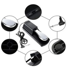 Sustain Pedal Double Pole Switch Anti Slip Silver Universal Sustain Pedal for Digital Piano Keyboard Electronic Organ