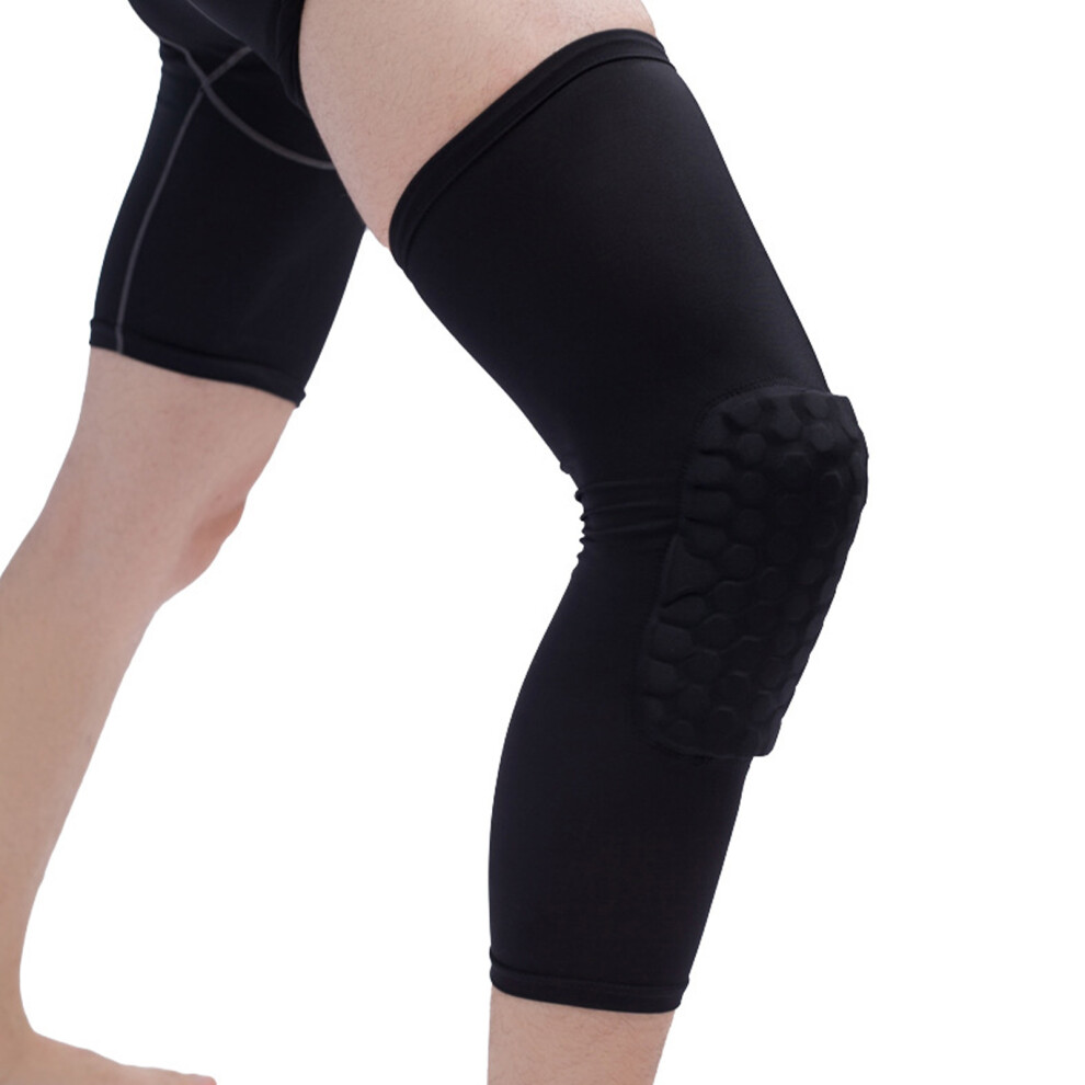 Black 2Pcs Knee Brace Unisex Lengthened Honeycomb Anti Collision Compression Knee Sleeve For Basketball M For 160Â175Cm Height