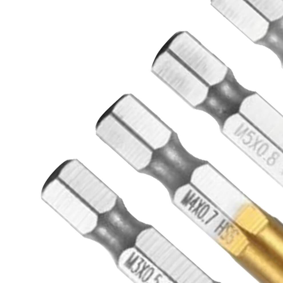 6Pcs Hex Shank Tap Drill Bit Set High Speed Steel Spiral Threading Tapping Chamfering Bits 3521318054730
