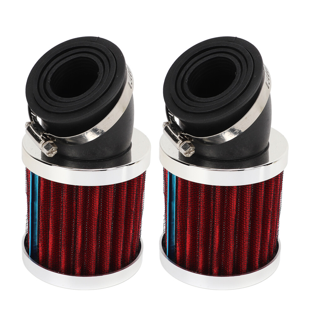 2Pcs Motorcycle Air Filters Strong Power Powerful Filtration Universal Fit For 22 To 48Mm 50Cc 70Cc 90Cc 125Cc Motorbike Silver/Red 8451318055442