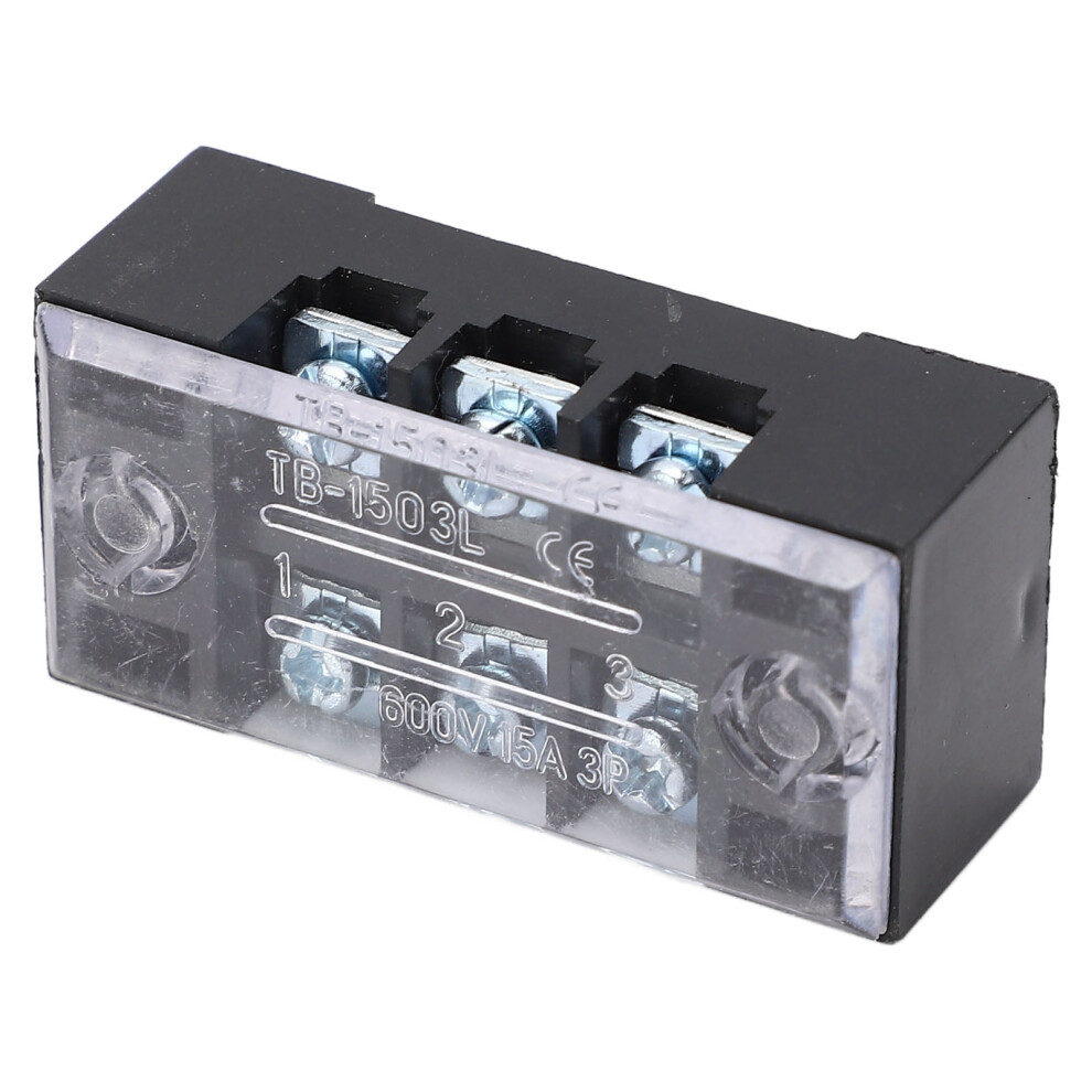 Terminal Strip Dual Row High Current M3 Screw Wire Barrier Block With Cover 15A 600V 5Pcs 5021318063070