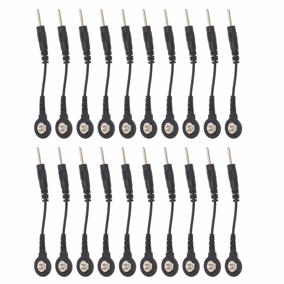 Black 20Pcs Snap Electrode Wire Electrode Lead Wires For Tens Machine Digital Treatment Machine 2 Inch