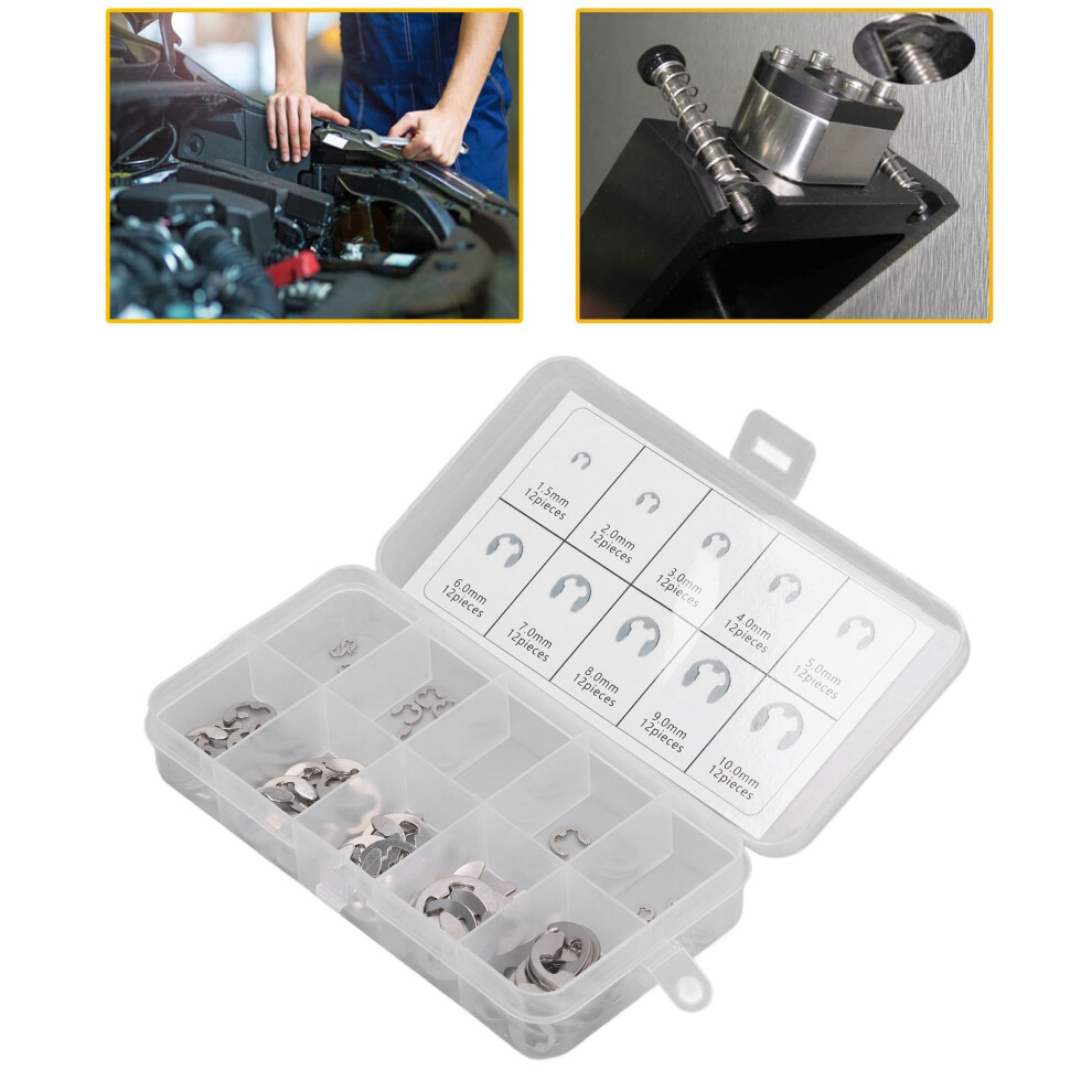 120Pcs E Clip Circlip Retaining Ring 304 Stainless Steel Assortment Set Kit For Bearing 8051318064545