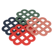 4Pcs Silicone Trivet Pad Hollow Heat Resistant Slip Resistant China Knotted Trivet Pot Mat for Kitchen Table