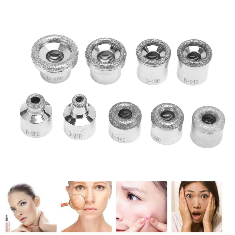 9pcs Microdermabrasion Replacement Tips Metal Multi Size Professional Facial Dermabrasion Machine Tips