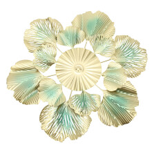 Nordic Luxury Wall Decoration Apricot Leaf Flower Mirror Wall Pendant Iron Art Porch Decoration A 46x45.5x3.5cm/18.1x17.9x1.4in