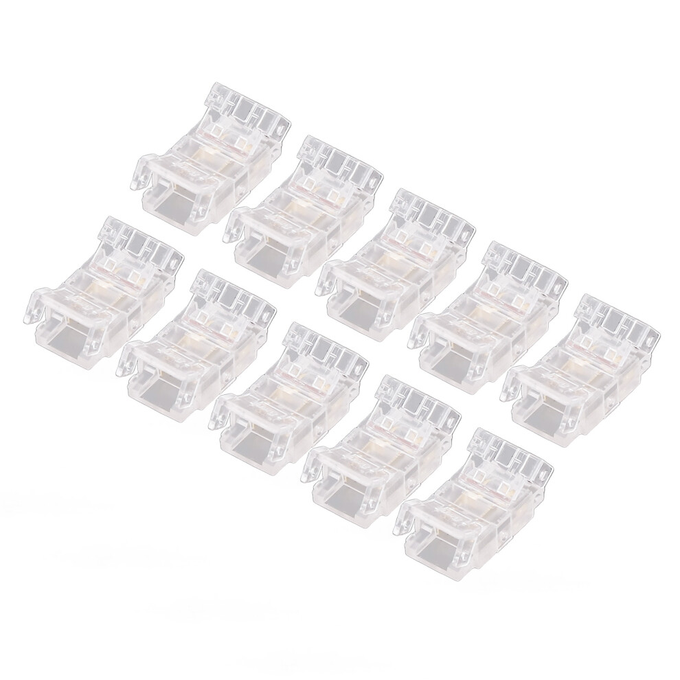 10Pcs Cob Led Strip To Wire Connector 2Pin 8Mm Transparent Solderless Led Strip Connector For Home Office School 8421318086005
