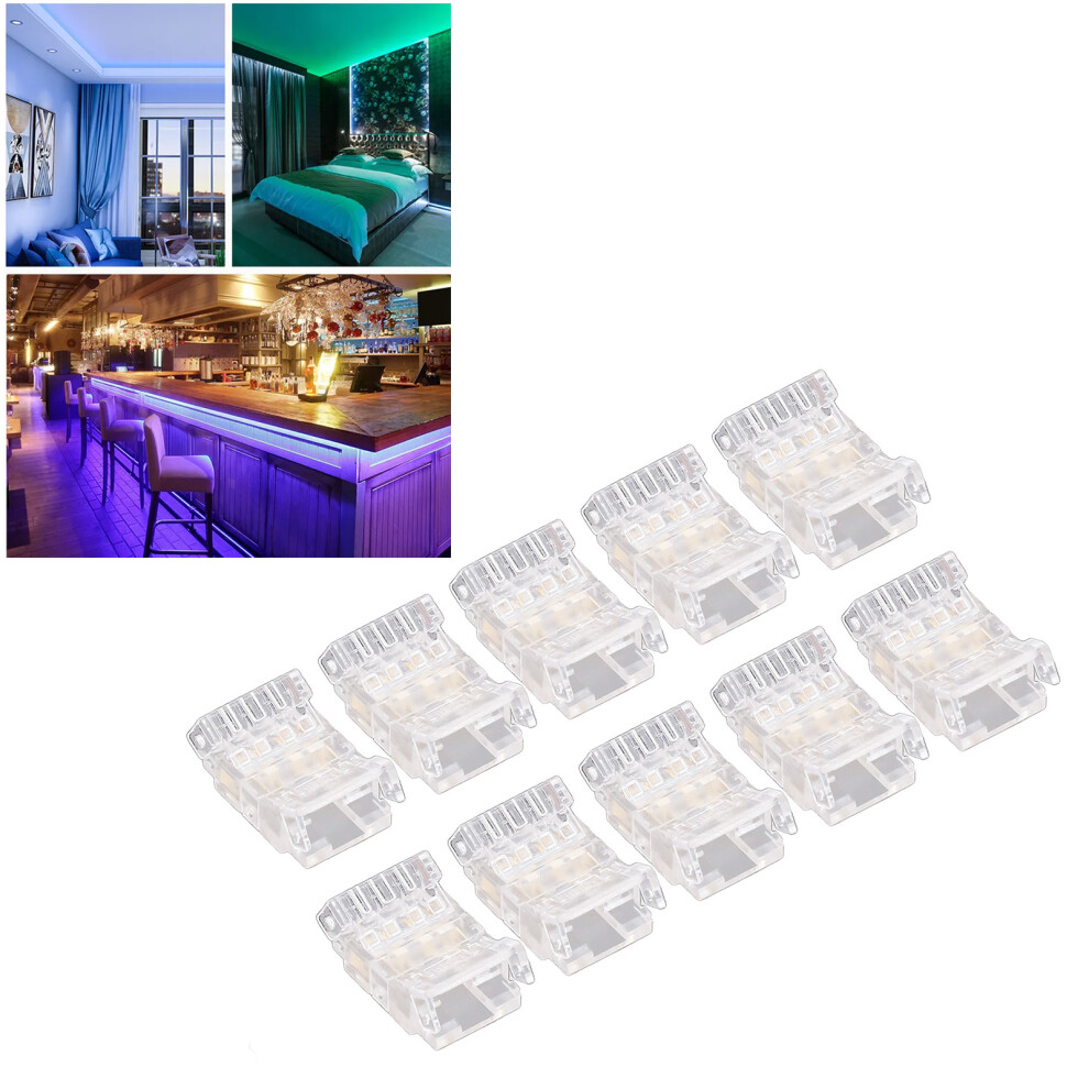 10Pcs Cob Led Strip To Wire Connector 4Pin 10Mm Transparent Solderless Led Adapter Connectors For Home School Office 9361318086225