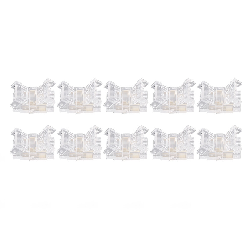 10Pcs Cob Led Strip To Wire Connector 10Mm 3Pin Transparent Solderless Led Light Strip Connectors For Home School Office 5001318086071