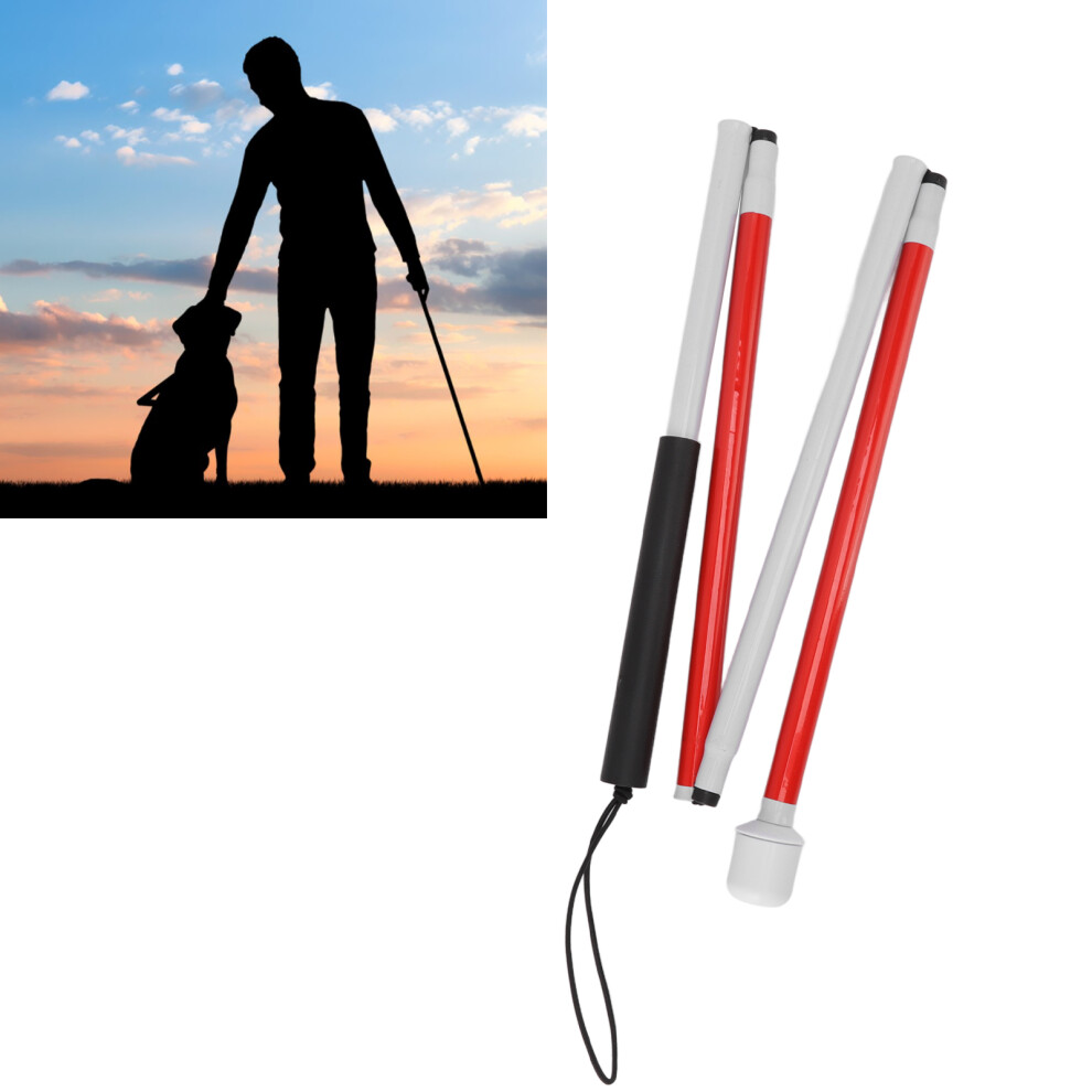 Red/White/Light Folding Blind Cane Anti Slip Handle Aluminium Weight Folding Walking Stick For Vision Impai