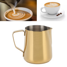 Milk Frothing Pitcher Stainless Steel Milk Jug Coffee Frothing Pitcher for Milk Tea Shop Cafe 900ML Gold