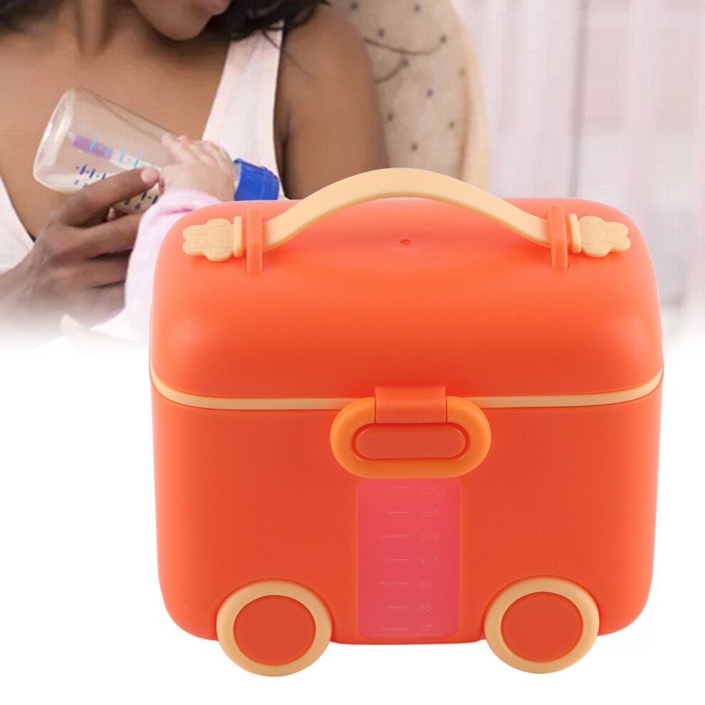 Baby Travel Milk Powder Box Safe Sealing Moist Proof Portable Milk Powder Storage Dispenser with Handle Reddish Orange