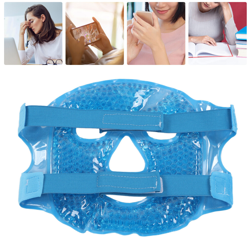Dark/Blue Hot Cold Comress Gel Bead Face Cover Soft Swelling Stress Relief Heat Ice Pack Face Cover For Sleeping