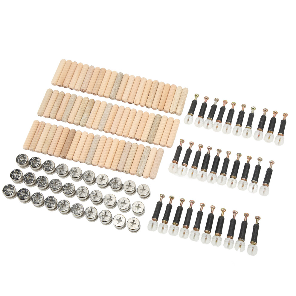 Cam Fittings Set With Dowel Pre Inserted Nut For Cabinet Furniture 3 In 1 Connecting Rod Black 5021318094180