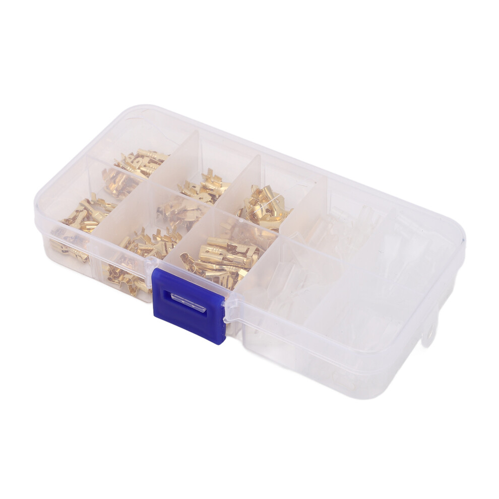 135Pcs Gold Cold Pressed Male Female Spade Terminals Set Cold Crimp Terminal Kit 2.8 4.8 6.3Mm 9461318094227