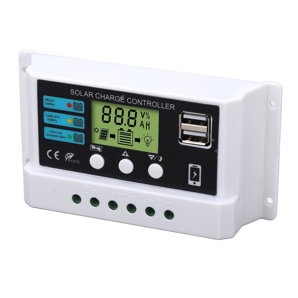 Solar Controller Industrial Chip Lcd Display Overload Protection Solar Regulator 12V 24V Self Adaption White 10A 8741318095518