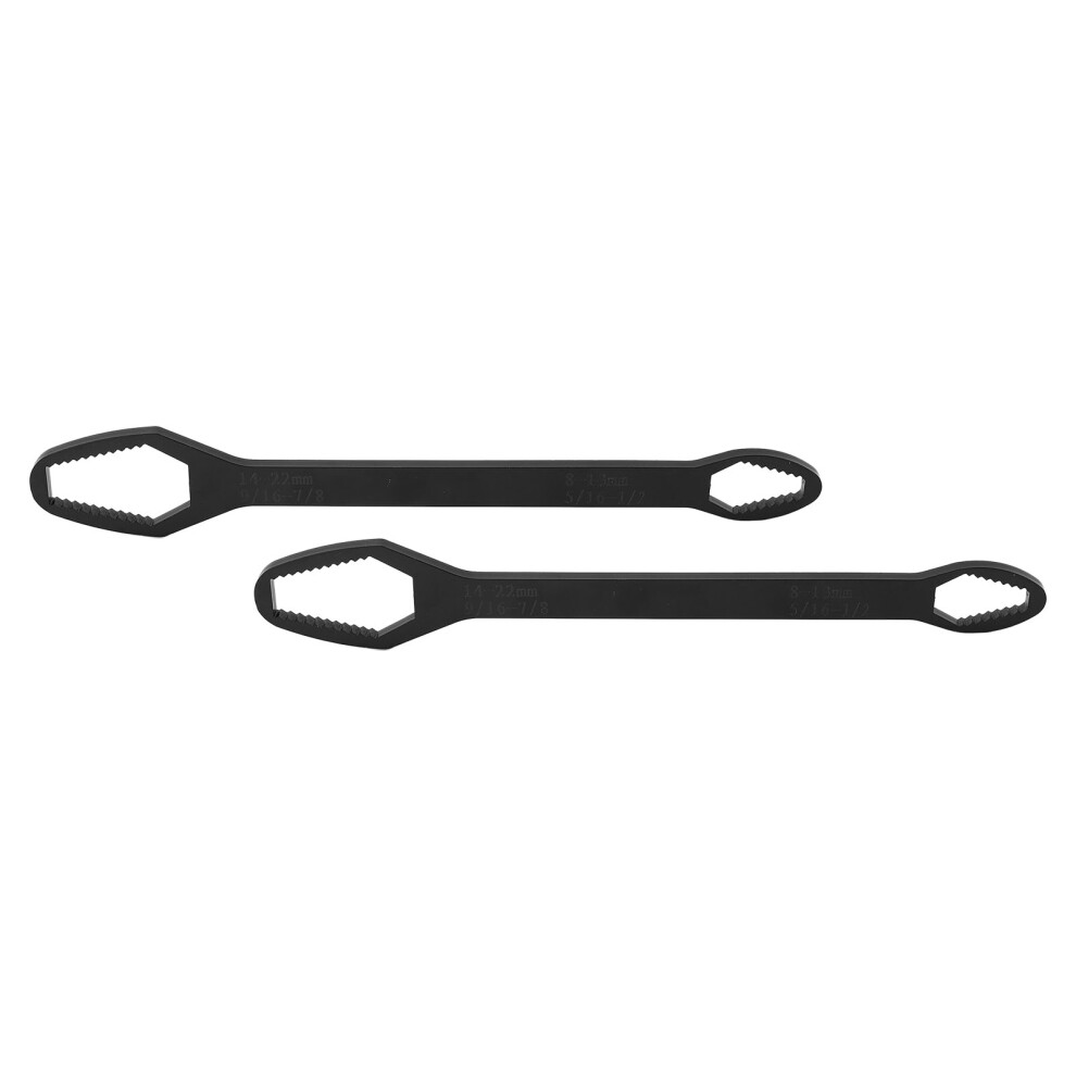 2Pcs Universal Wrench Star Double Ended Self Tightening Adjustable Tools 8Â22Mm 260Mm Long H(Black Electrophoresis) 3341318097366