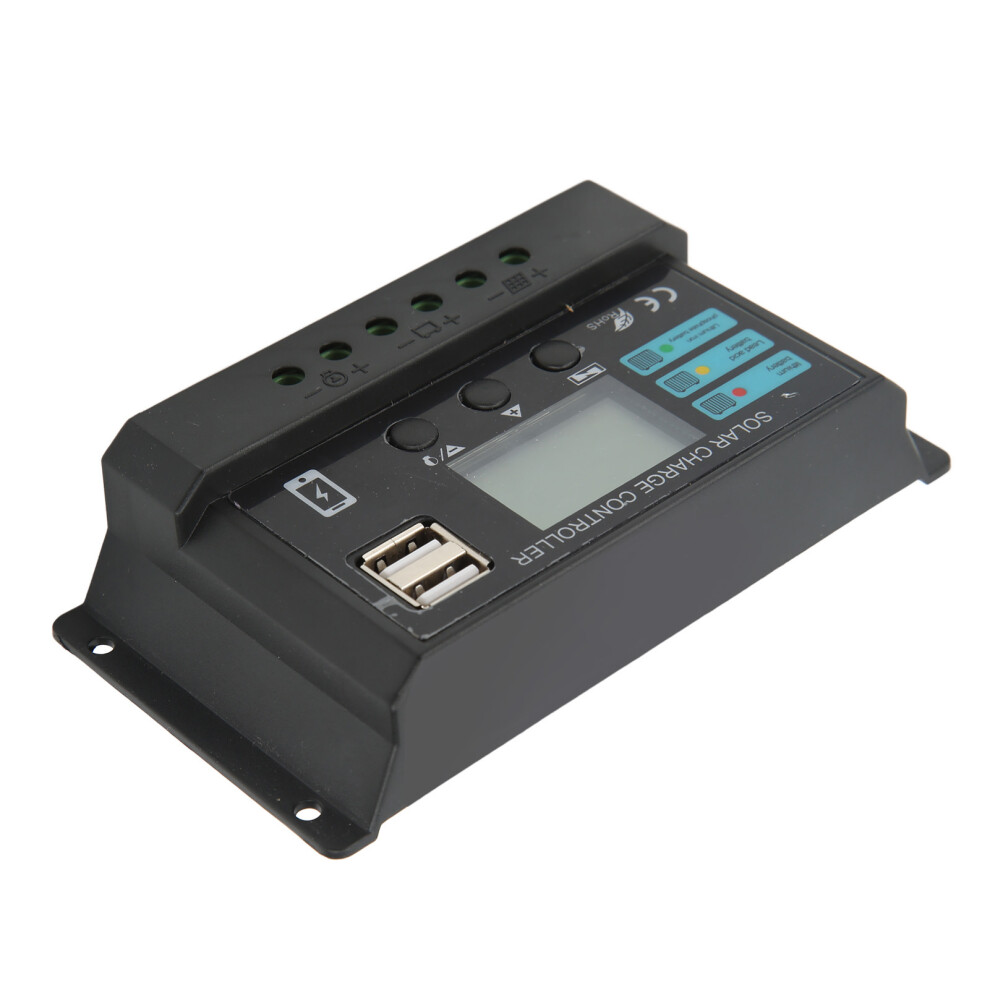 Lcd Display Solar Panel Controller Photovoltaic Charging Controller 12V 24V Self Adaption Black 20A 7691318097443