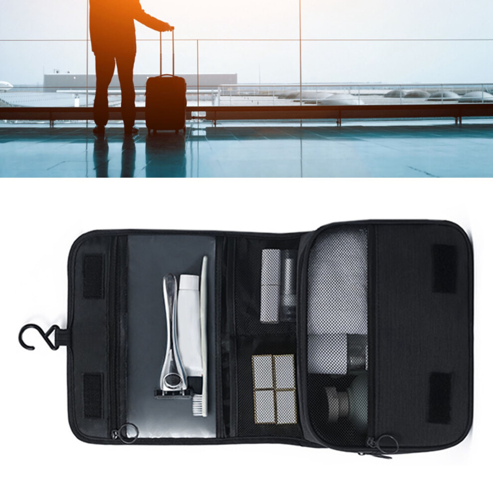 Black Travel Storage Bag with Hook Wet Dry Separation Large Capacity Hanging Toiletries Storage Bag-image-OPC-PHS8D5S-NEW