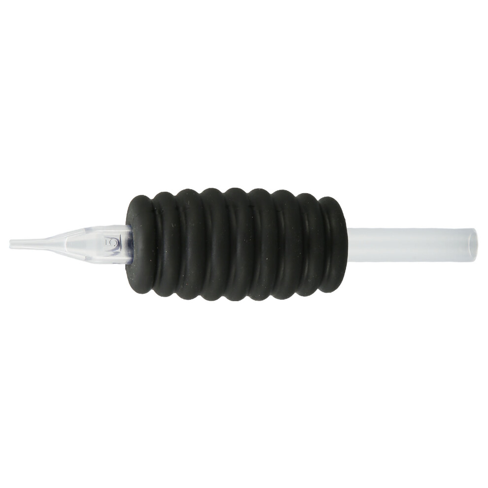 Black 20Pcs Tattoo Tube Grip 5Rt Silicone Lightweight Stable Disposable Tattoo Tip Tubes 0.98In