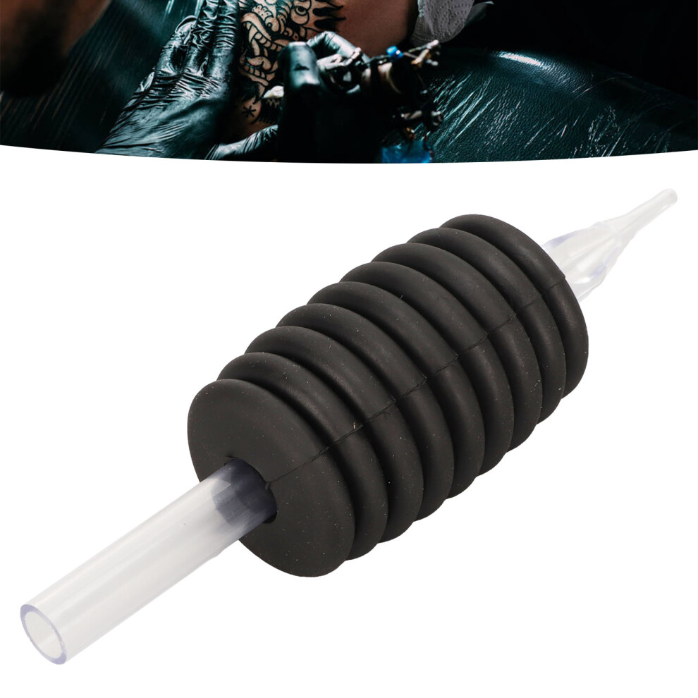 Black 20Pcs Disposable Tattoo Tube Grip 5Rt Lightweight Prevent Slipping Silicone Tattoo Tube Grip 30Mm