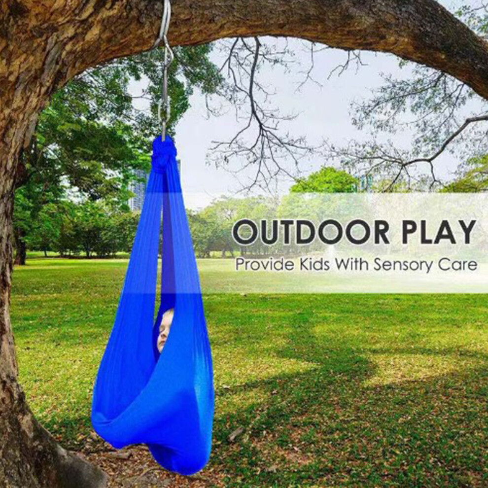 Children Elastic Hammock Indoor Outdoor Kids Sensory Swing Home Fitness Yoga Hammock Dark/Blue