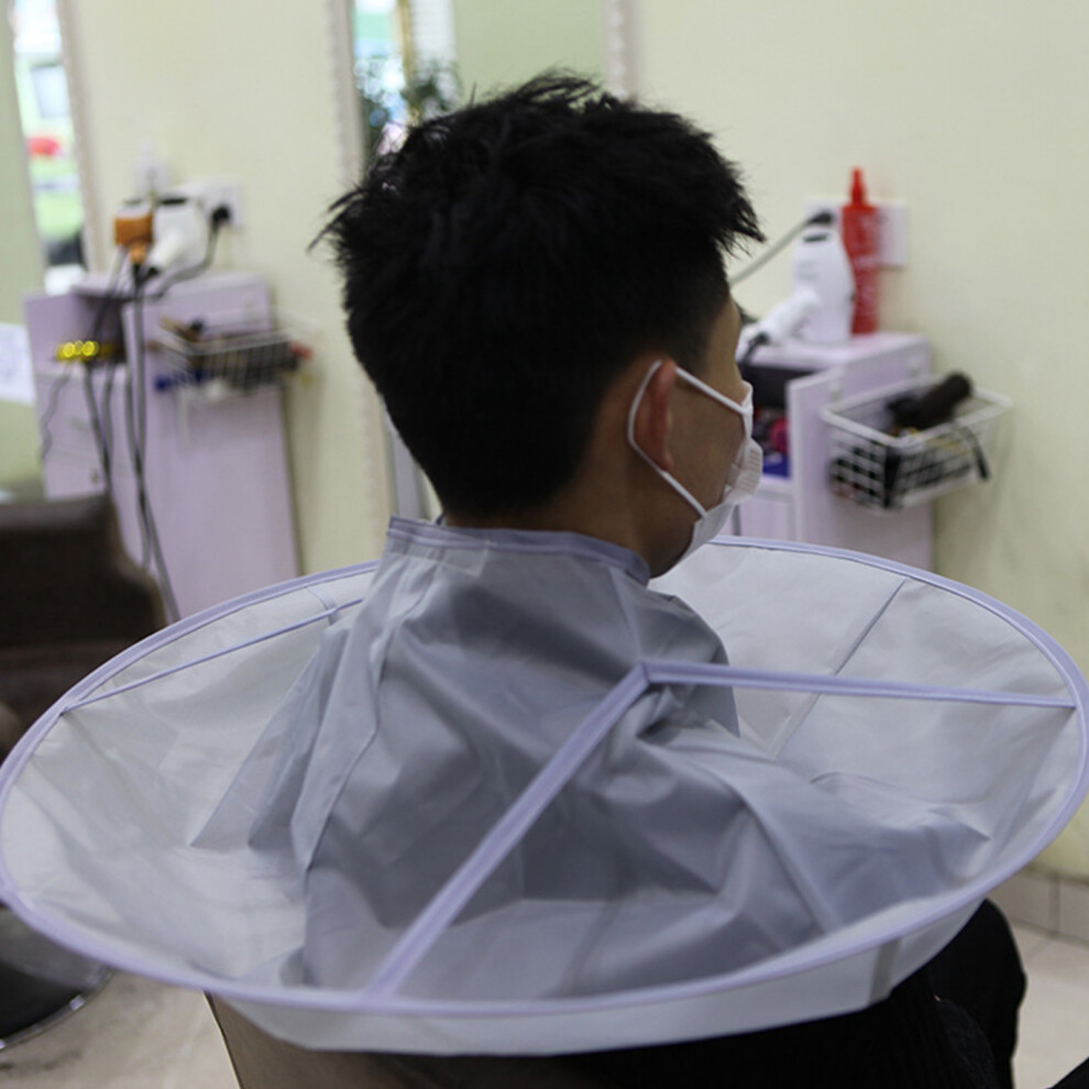 Hair Cutting Cape Waterproof Nylon Umbrella Type Adjust Size Barber Hair Catcher Cape for Kids Adults Grey