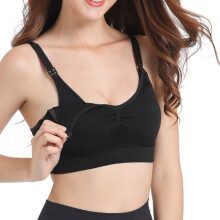 Schwarz Nylon Freihändige Milchpumpe und Still-Bustier, Größe L