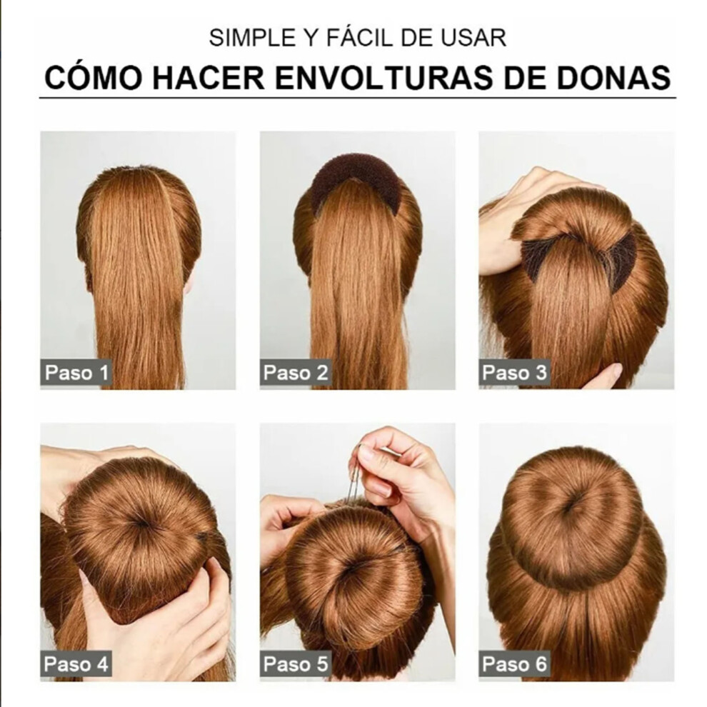 Unisex Hair Bun Maker Set Different Sizes Elastic Hair Donut Bun Maker Set With Hair Bands And Hair Pins