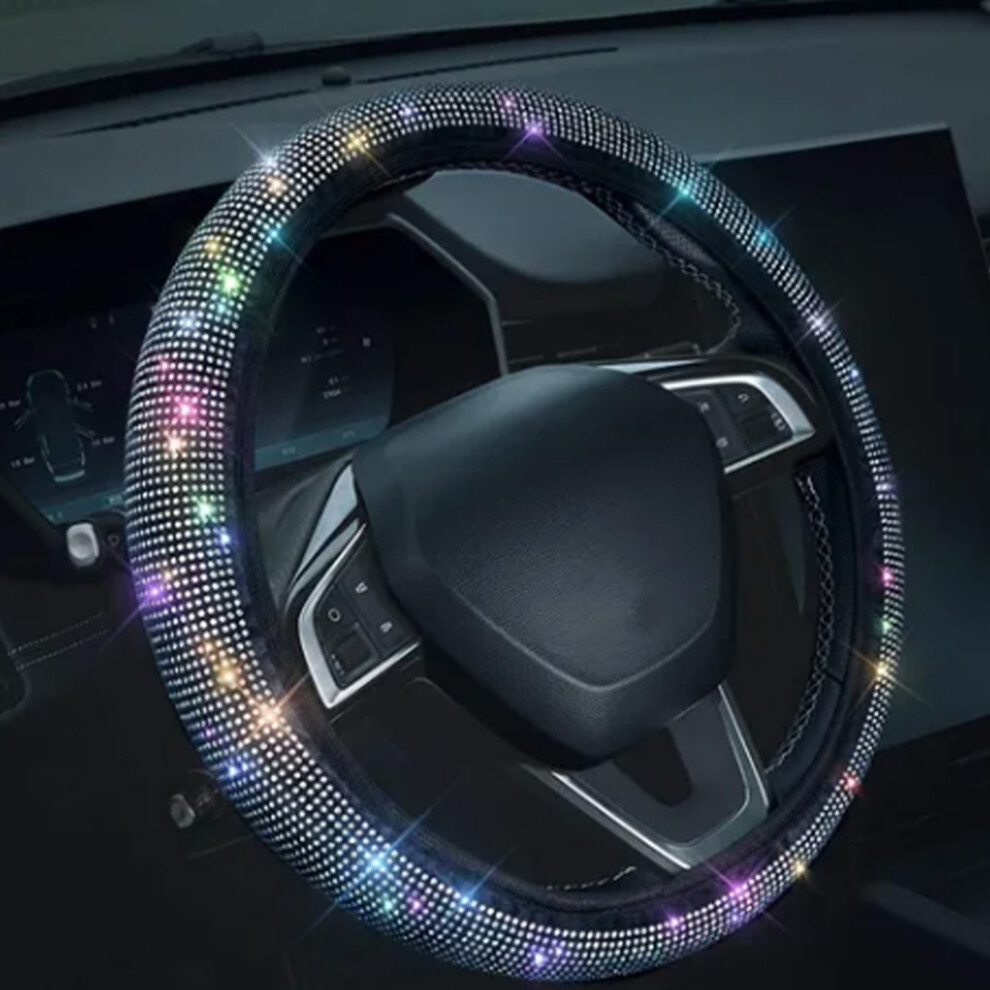 Car Steering Wheel Cover Bling Rhinestone Universal Antislip Protective Decoration For Automobiles 3731318123057