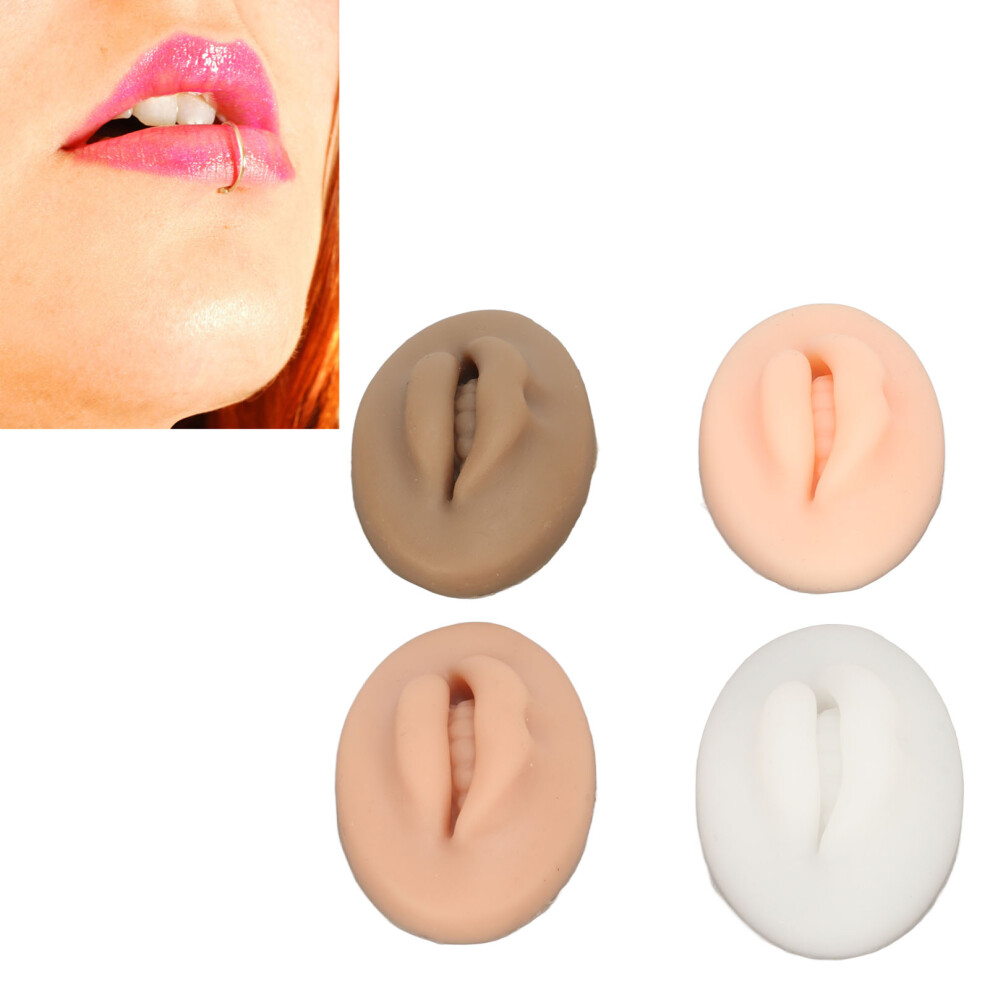 4 Pcs Silicone Lip Model Light Dark Black Translucent Color Soft Flexible 3D Silicone Lips for Tattoo Practical