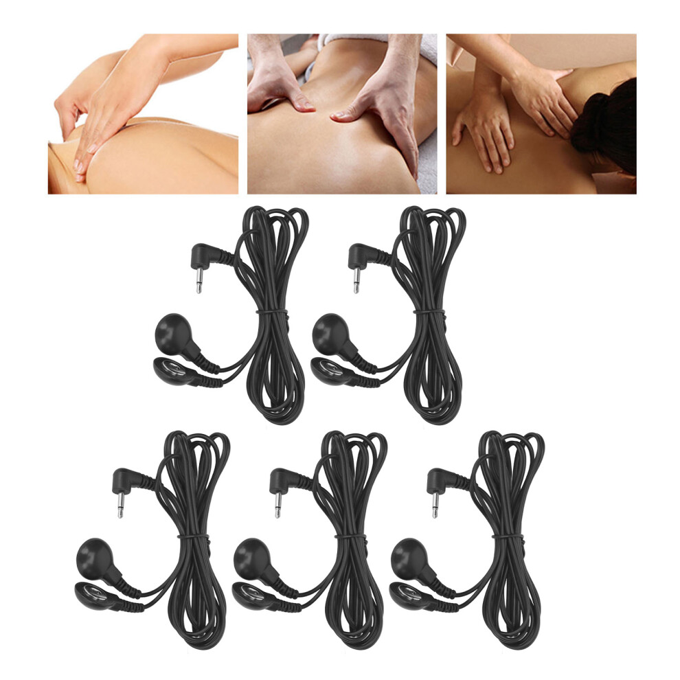 5Pcs Electrode Wire Black 2.5Mm Elbow 1.2M Long Replacement Lead Wires For Tens Digital Therapy Machine 9471318127870
