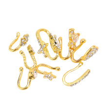 9 Stück glänzende falsche Gold-Nasenringe ohne Piercings, Nasenclips für Damen