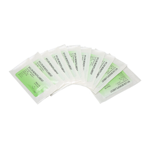 12pcs Suture Practice Thread Individual Package Nylon Suturing Thread Set with Curved Needle 3/0 1