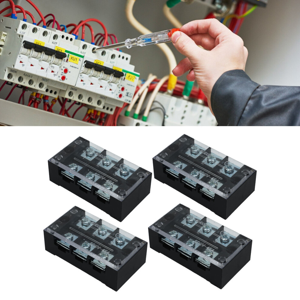 4Pcs Terminal Strip Block Tb Fixed Large Current Dual Row Terminal Barrier Strip 600V 45A 3 Position (4503) 4391318136205