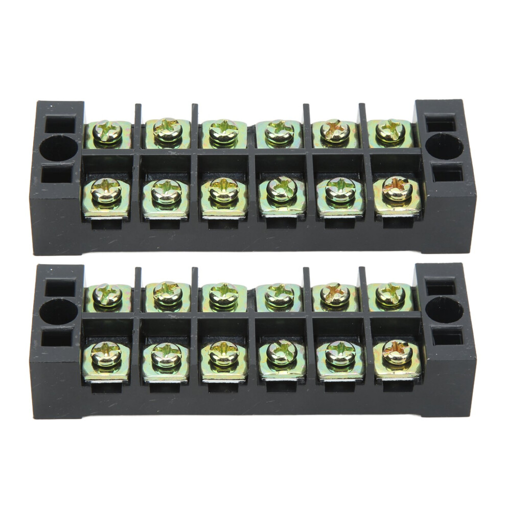 2Pcs Terminal Strip Tb Fixed Large Current Dual Row Wire Barrier Block Terminal Strip With Transparent Cover 600V 35A 6 Positions (3506) 7611318143384