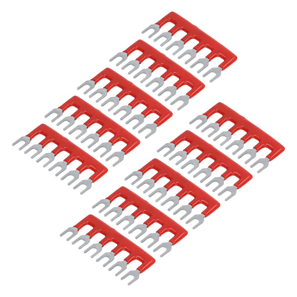 10Pcs Fork Type Terminal Strips 400V 15A Pure Copper Pvc Flame Retardant Jumper Block Terminal Strips For Factory Red Tb 1506 7671318143760